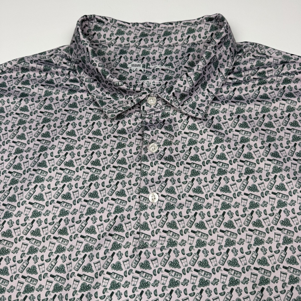 Onward Reserve Polo Shirt Mens 2XL Green Cocktail Print Golf Performance Stretch